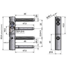   ZÁVĚS dveřní bezpečnostní TRIO 15 BZ žlutý zinek (25)