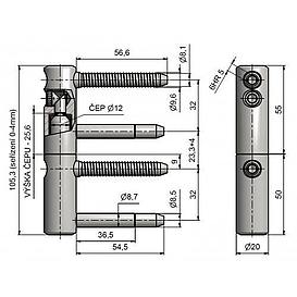   ZÁVĚS dveřní TRIO 20 žlutý zinek  (20)