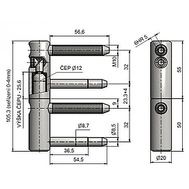   ZÁVĚS dveřní TRIO 20 M10 zinek (20) *