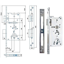   ZÁMEK zadlabací K131 P-L 99/90 s převodem b.zinek
