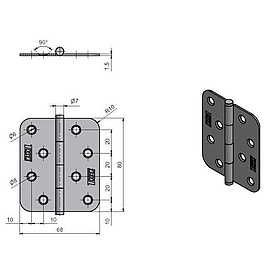   ZÁVĚS dveřní KZ 80x68 bílý zinek (50) *