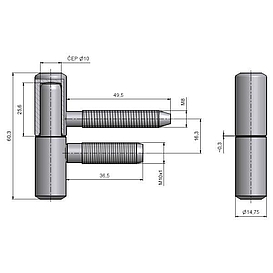   ZÁVĚS dveřní 60/10 M10x1/37 kompletní nikl  (50)*
