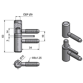   ZÁVĚS okenní 60 zašroub.s hřebem bílý zinek (50)
