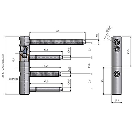   ZÁVĚS dveřní TRIO 15 PYRO žlutý Zinek (25)