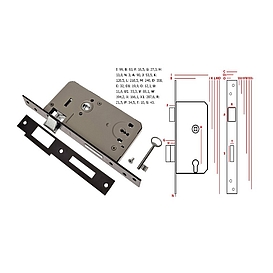   ZÁMEK vratový na ob.klíč L  trn 10x10 rozteč90