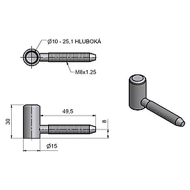   ZÁVĚS dveřní 60/10 VD M8 žlutý zinek (100)