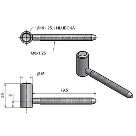   ZÁVĚS dveřní 60/10 VD M8x80 bílý zinek (100)*