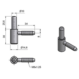   ZÁVĚS dveřní 60/10 SD M8 zinek bílý (100)*