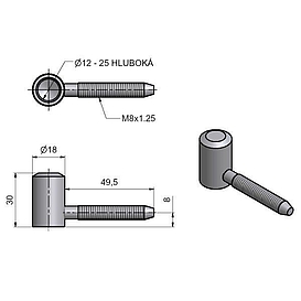   ZÁVĚS dveřní 60/12 vrchní díl žlutý zinek