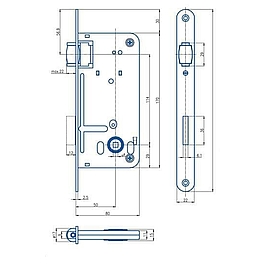   ZÁMEK 545 P-L zadlabací válečkový 90/80mm bZn *