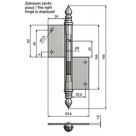   ZÁVĚS okenní mosaz. UŘ 100L (30)*