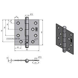   ZÁVĚS dveřní s vysuvným čepem zinek 219 *
