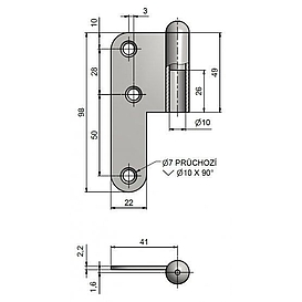   ZÁVĚS dveřní  VD  T5 L  bZn (25)