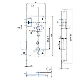   ZÁMEK zadlabací 537C P-L 80/90 zinek *