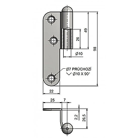   ZÁVĚS dveřní zinek JP5 L  modrý Zinek(25)