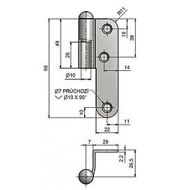   ZÁVĚS dveřní zinek JP5 P modrý Zinek (25)