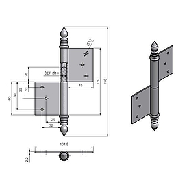   ZÁVĚS dveřní černý UŘ 120 L  surový (15) *