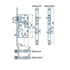  Zámek zadlabací obyč. K 320 L72/77 pl.střelka bZn *