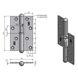   ZÁVĚS dveřní dřevěný 120 L nikl (25)*